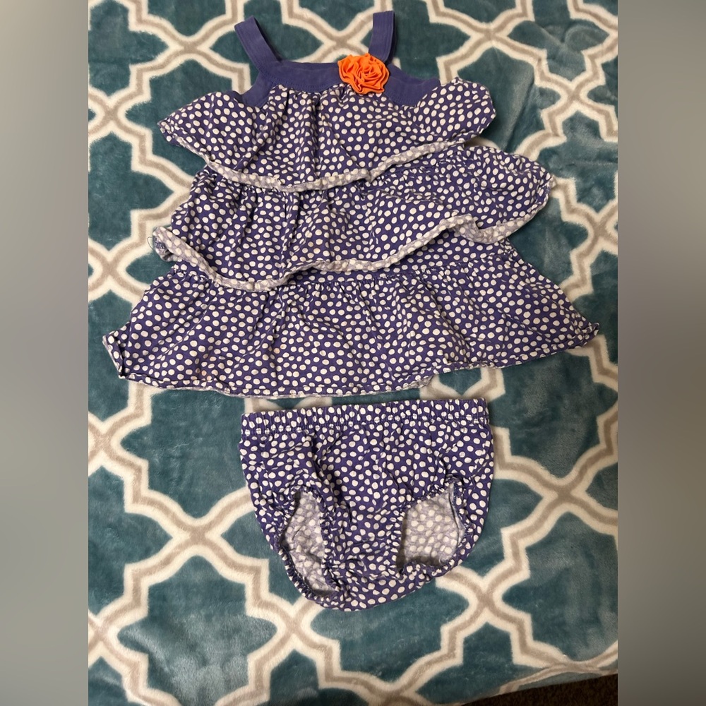 Carter's Blue and White Polka Dot Diaper Covers with Ruffles